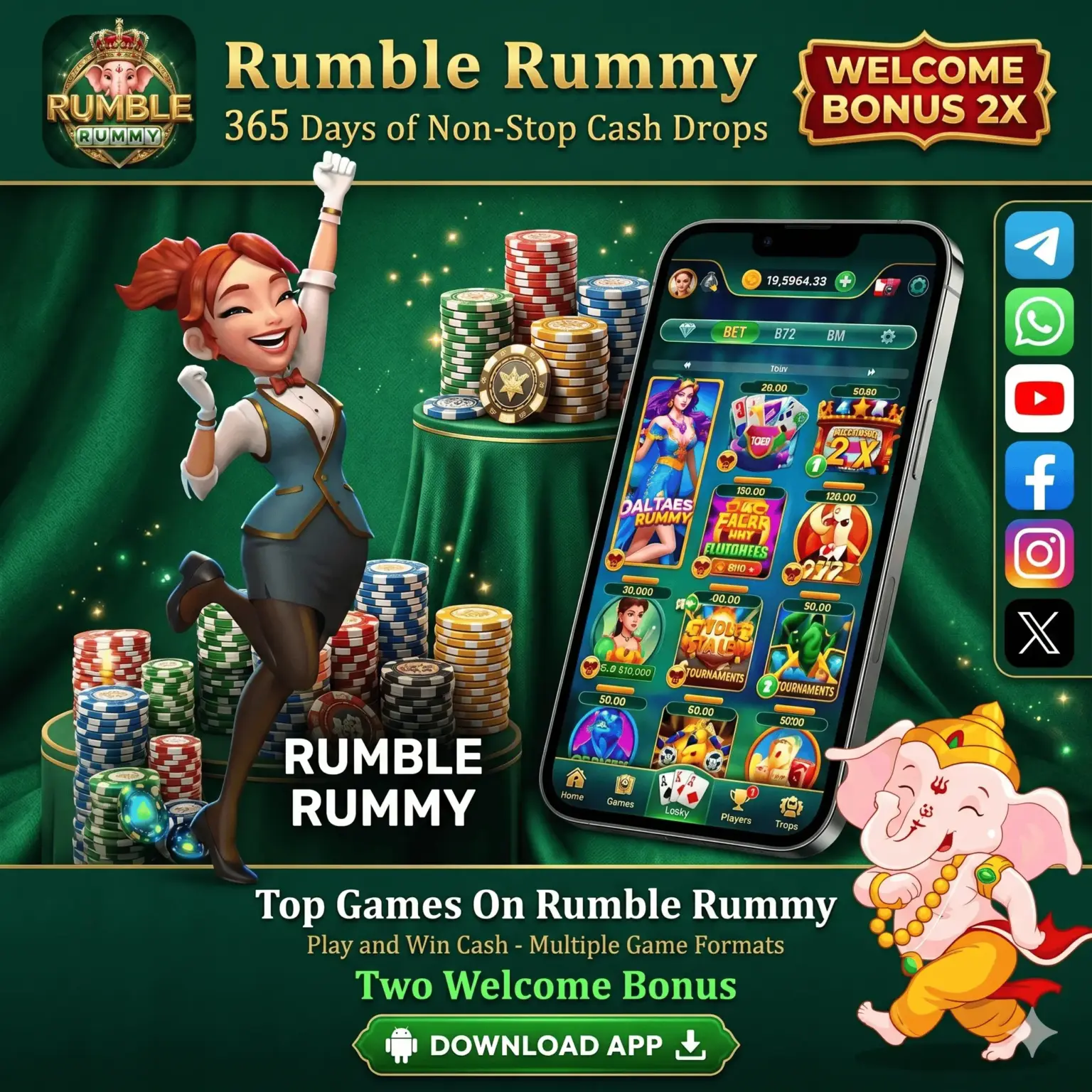 Rumble Rummy Download & Bonus Chart